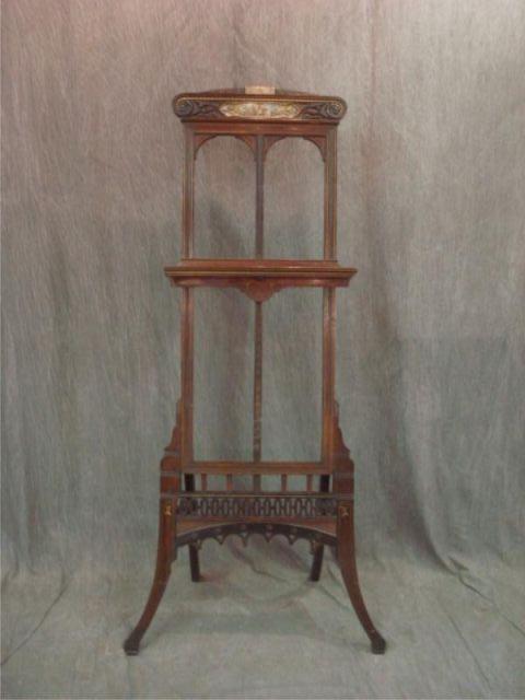 Appraisal: Victorian Easel with Mother Of Pearl Decoration HERTER BROTHERS QUALITY