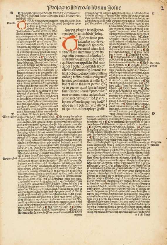 Appraisal: Incunabulum - Biblia latina Secunda pars huius operis With apostille