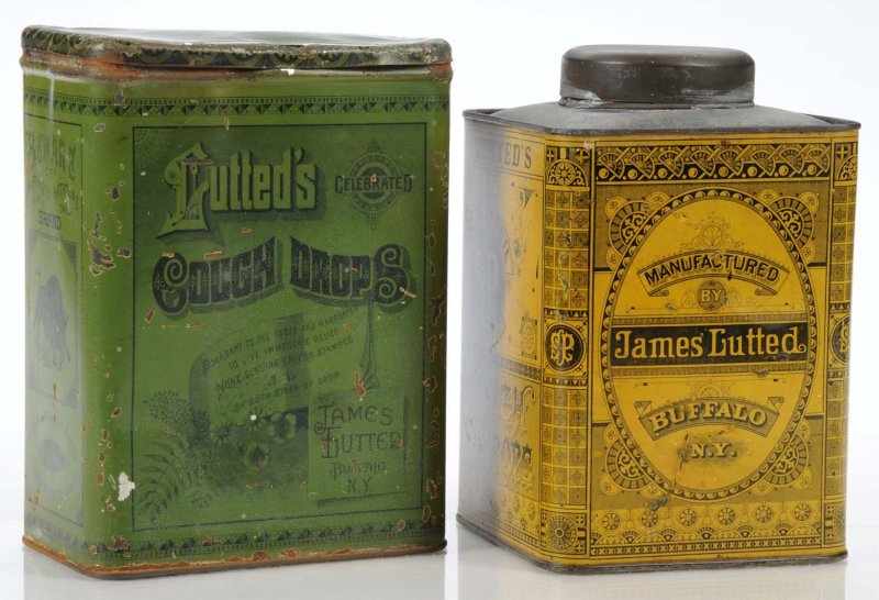 Appraisal: Lot of Pre- Lutted Cough Drop Tins Description Manufactured cough