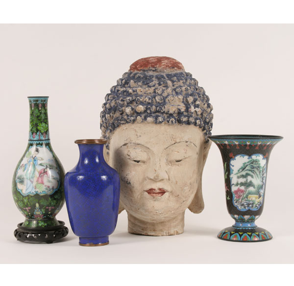 Appraisal: Lot of Chinese items including three cloisonne vases and a