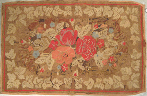 Appraisal: Two American hooked rugs ca with floral decoration x and