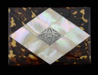 Appraisal: Blonde tortoiseshell mother of pearl abalone shell and silver card