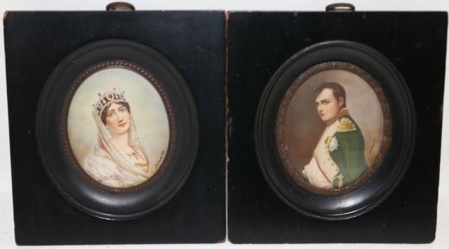 Appraisal: PAIR OF MINIATURE TH C PORTRAITS OF NAPOLEONAND JOSEPHINE SIGNED