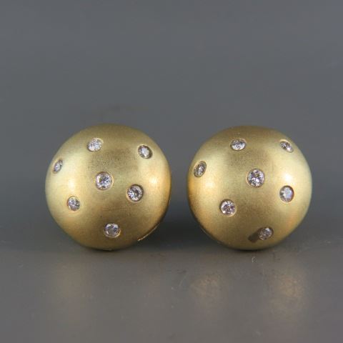 Appraisal: Diamond Earrings satin cabachon buttons with diamonds in each total