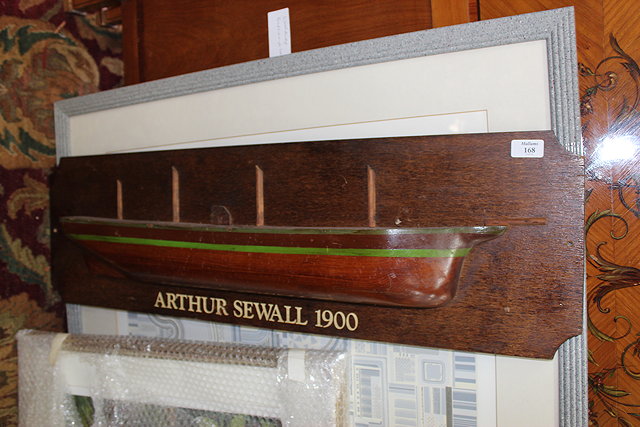 Appraisal: A TH CENTURY HALF HULL MODEL mounted on a board