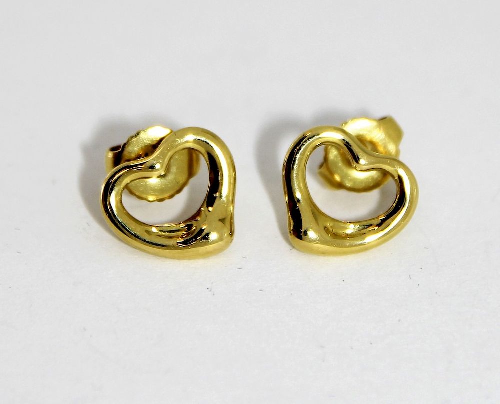 Appraisal: Elsa Peretti Tiffany Co K Gold Heart Earrings United States