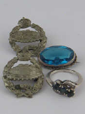 Appraisal: A mixed lot comprising a white metal tests silver three