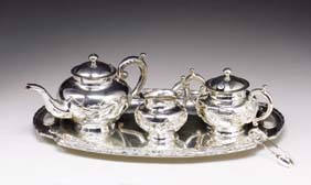 Appraisal: CHINESE EXPORT SILVER TEA SET Five-piece Chinese Export silver tea