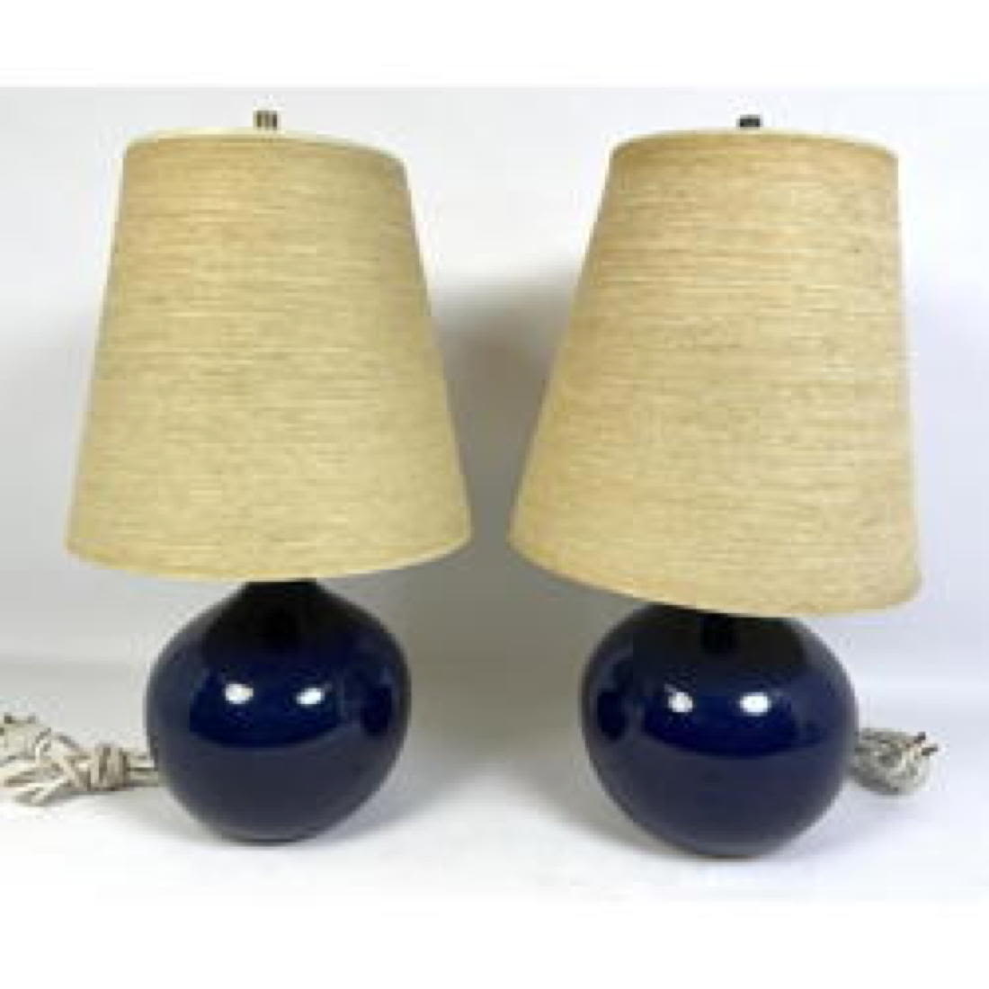 Appraisal: Vintage Bulbous Pair of Blue Glaze Lotte and Gunnar Bostlund