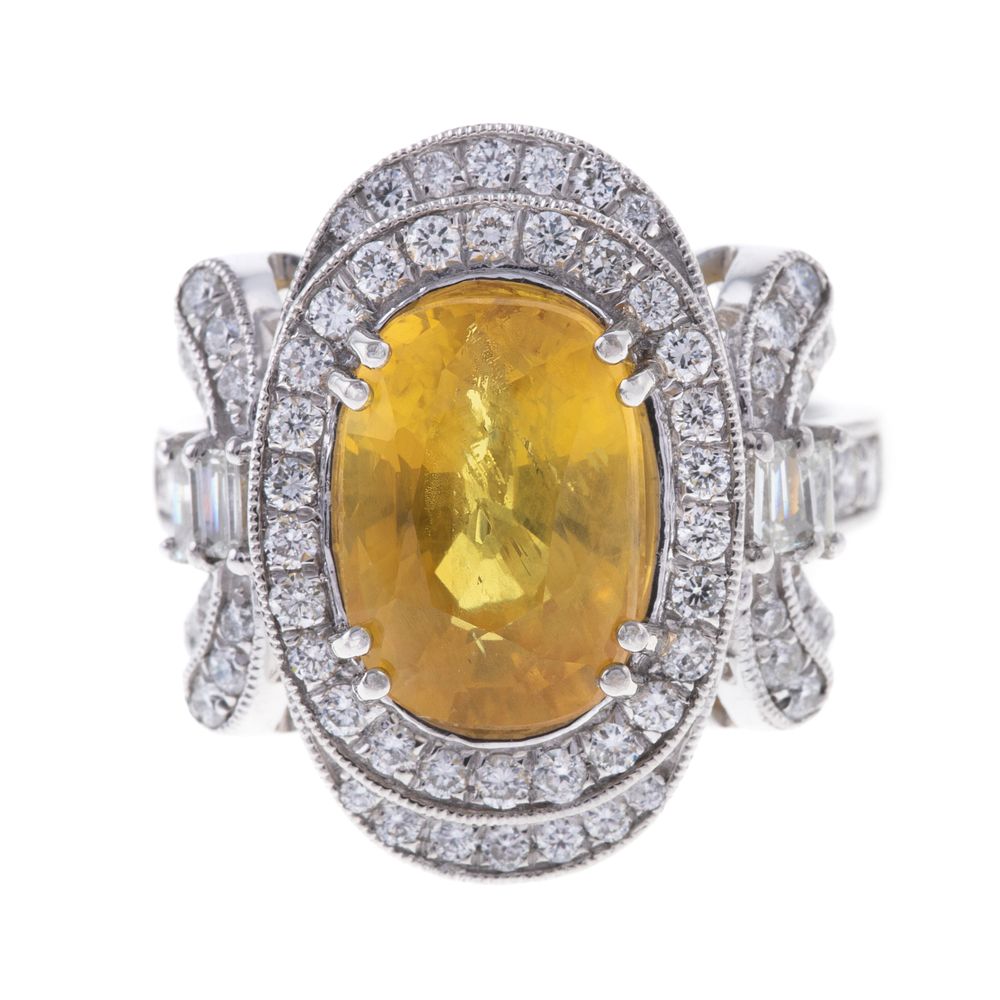 Appraisal: A ct Yellow Sapphire Diamond Ring in Plat Platinum ring