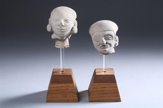 Appraisal: TWO JAMA-COAQUE POTTERY HEADS circa B C - A D