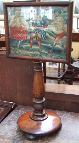 Appraisal: An early Victorian polescreen with th century figural needlework panel