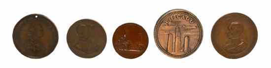 Appraisal: Thirteen Continental and American Bronze Medallions depicting various figures in