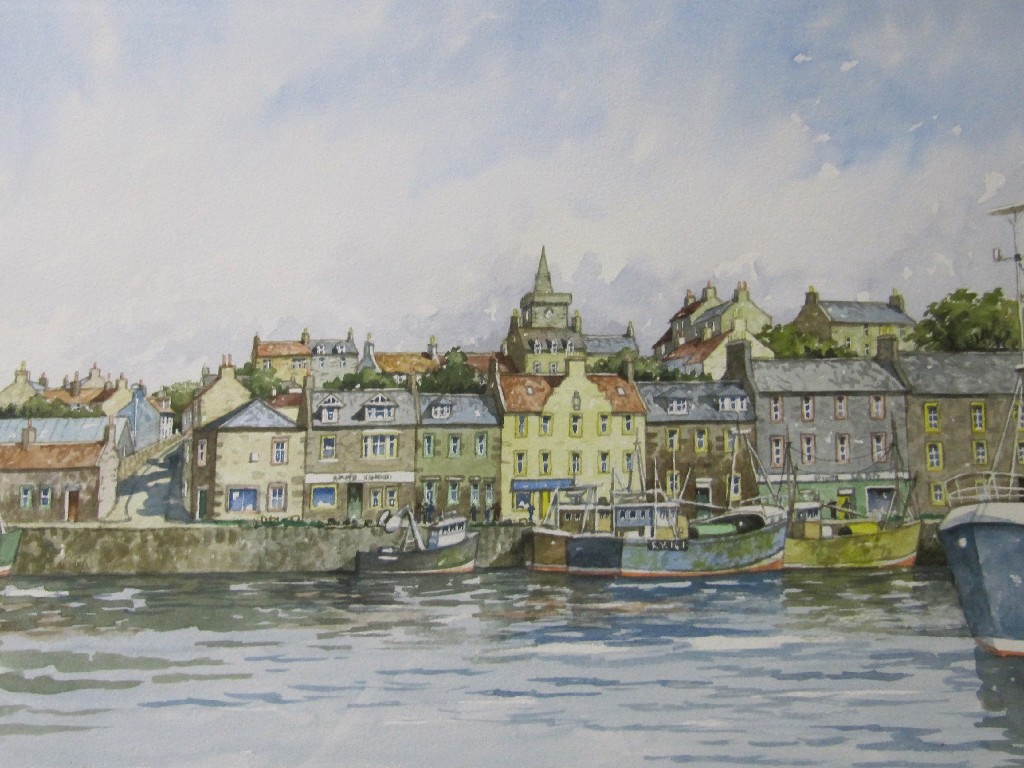 Appraisal: IRVINE RUSSELL Watercolour 'St Monan's Harbour' signed