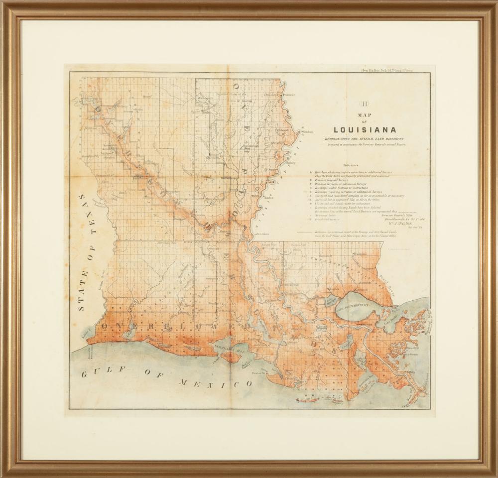 Appraisal: Antique Map of Louisiana Map of Louisiana Representing the Several