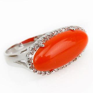 Appraisal: Oval Cabochon Red Coral Carat Diamond and Karat White Gold