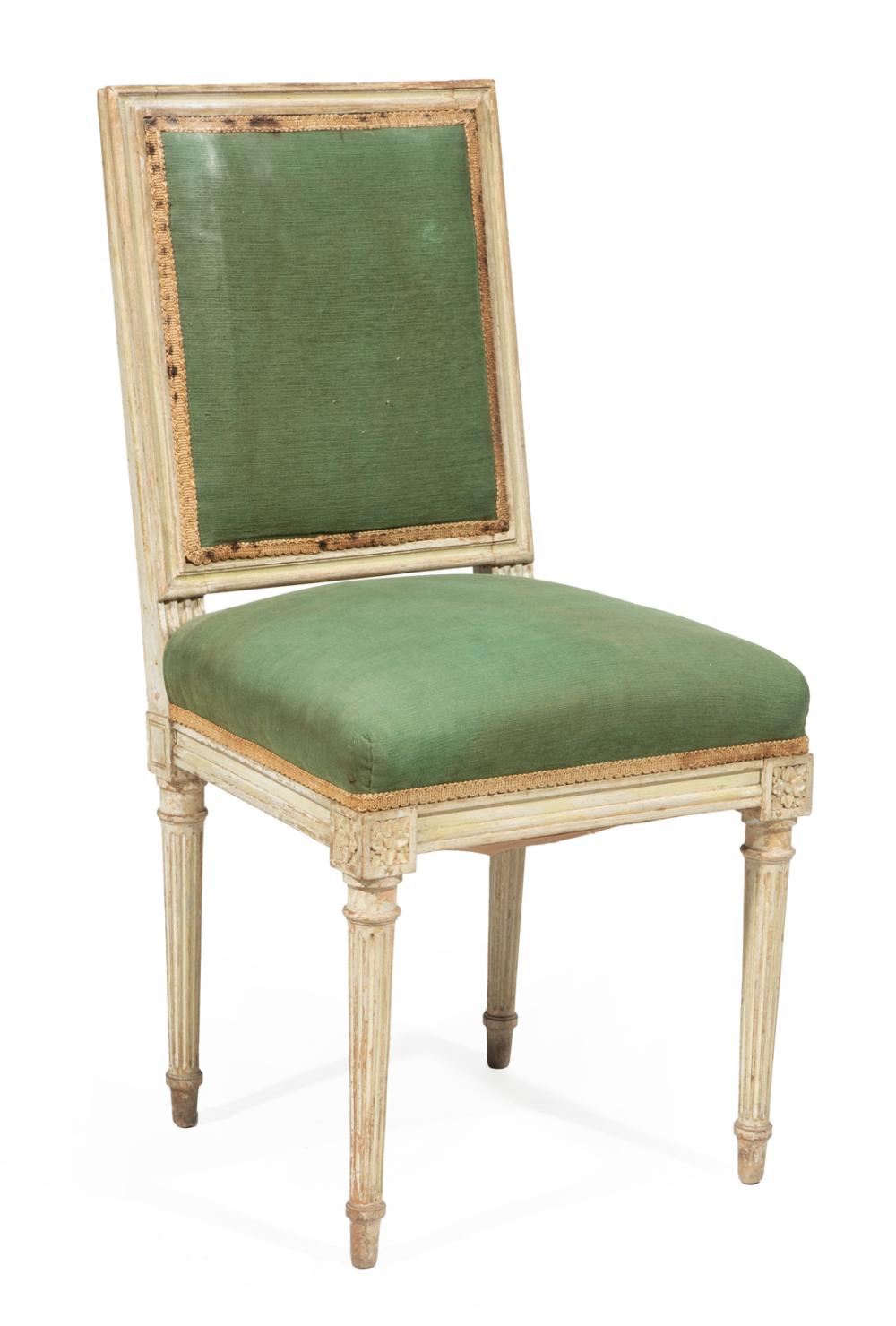 Appraisal: Pair of Antique Louis XVI-Style Creme Peinte Side Chairs rectangular