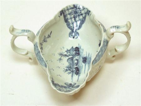 Appraisal: A First Period Worcester twin-handled sauce boat REVISED ESTIMATE the