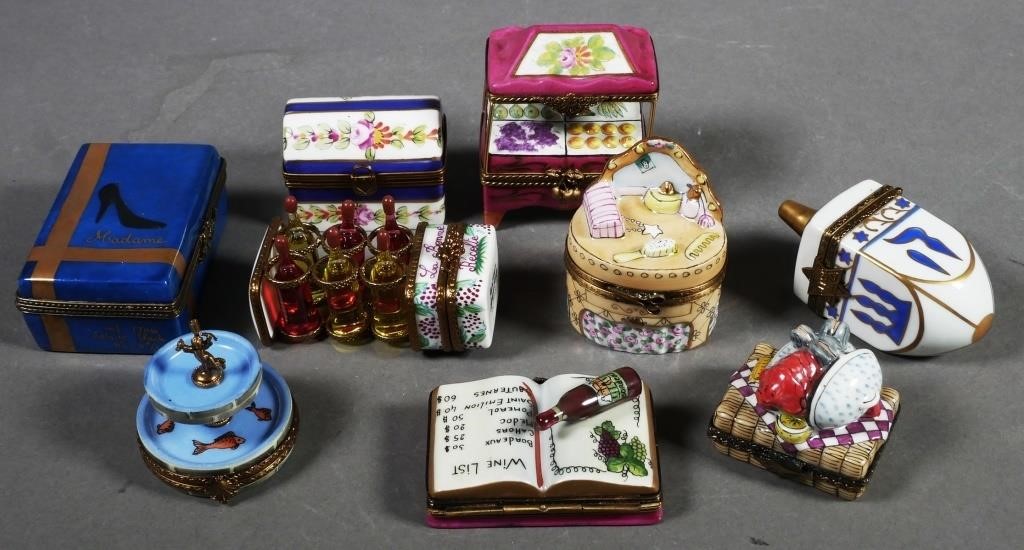 Appraisal: LIMOGES FRANCE PORCELAIN TRINKET BOXCollection of Peint Main hand painted