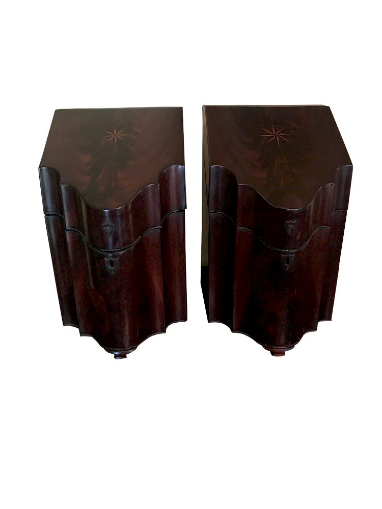 Appraisal: George Inlaid Knife Boxes Pair of Inlaid George III Knife