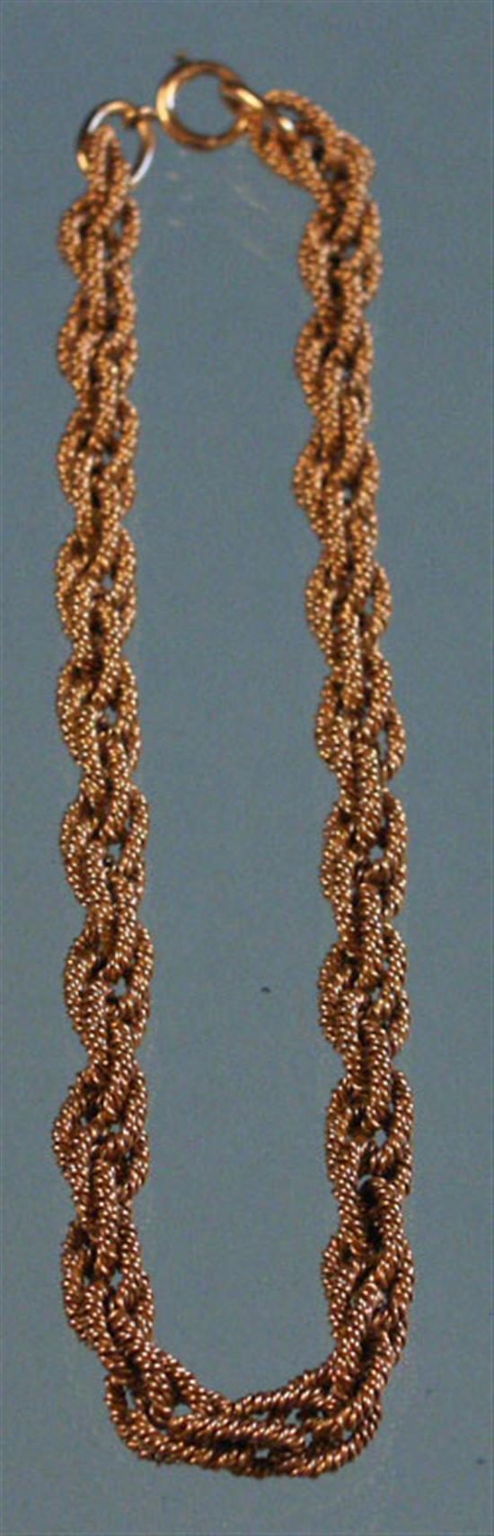 Appraisal: K YELLOW GOLD TEXTURED LINK NECKLACE length inches weight dwt