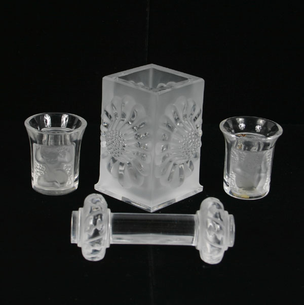 Appraisal: Lot of Lalique items two liqueurs with embossed putti a