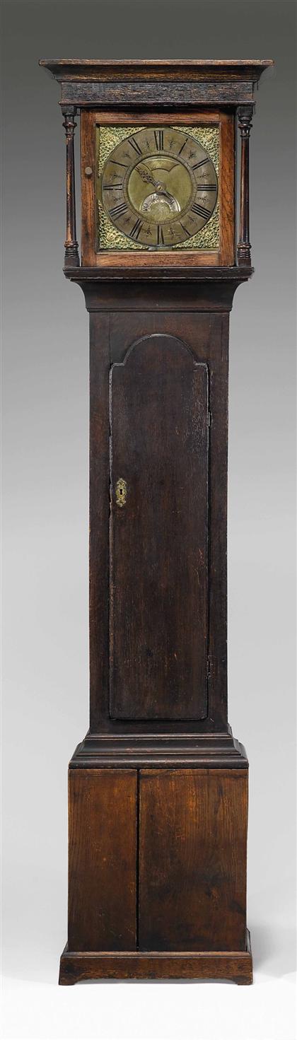 Appraisal: English oak tall case clock th century The dial with