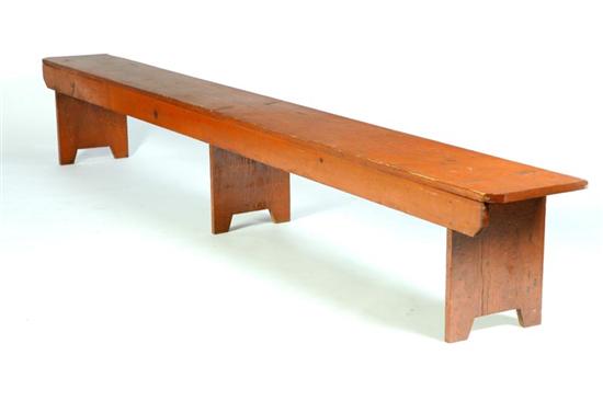 Appraisal: COUNTRY BENCH American th century pine Attributed to the Amish