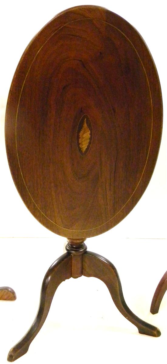 Appraisal: Small mahogany tilt top stand with oval top and tripod