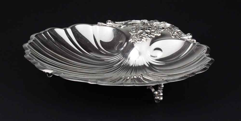 Appraisal: REED BARTON FRANCIS I SHELL FORM TRAY Applied foliate and