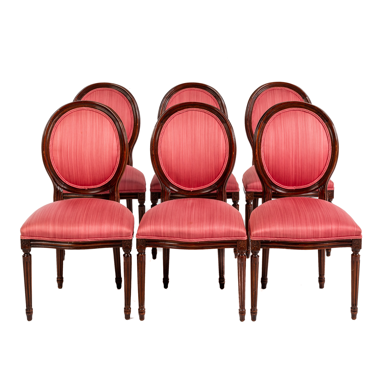 Appraisal: SET OF SIX LOUIS XVI STYLE SIDE CHAIRS Mahogany frames