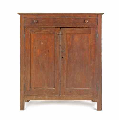 Appraisal: Walnut pie safe th c with punched tin panel sides