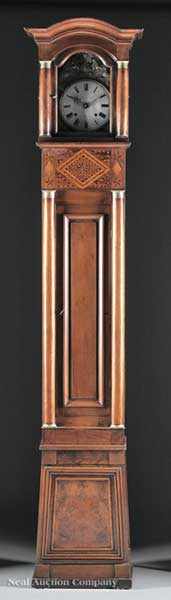 Appraisal: A French Inlaid Walnut Tall Case Clock c bonnet with