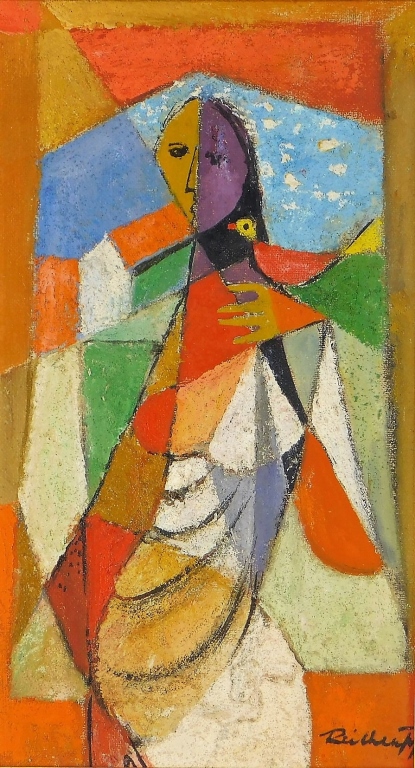 Appraisal: FRANTISEK REICHENTAL CUBIST PAINTING OF A WOMAN New York Slovakia