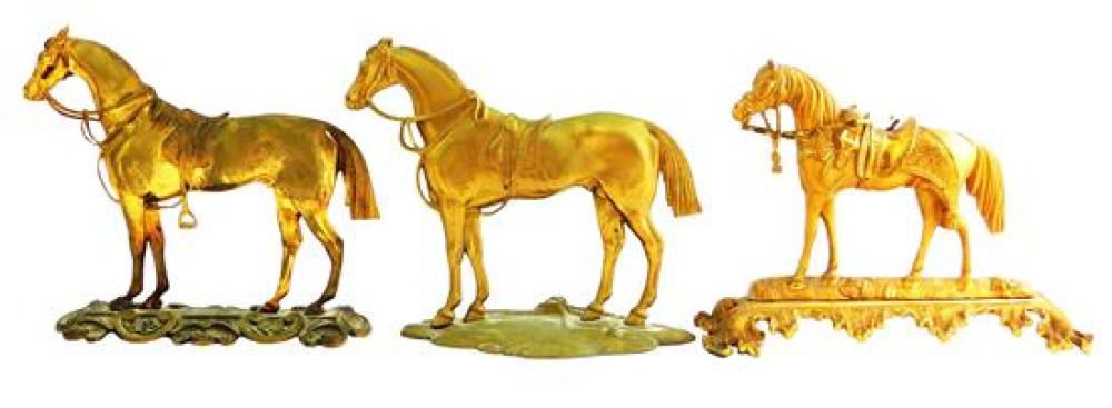 Appraisal: Metal saddled horse figures six total consists of four door