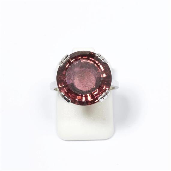 Appraisal: TOURMALINE RING Platinum Plain modern ring the top set with