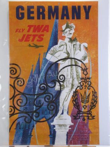 Appraisal: A vintage s TWA travel poster Germany Fly TWA Jets