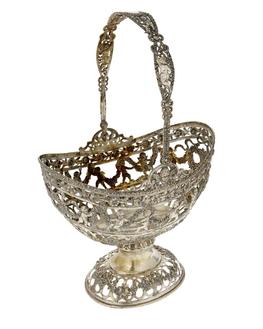 Appraisal: A GERMAN SILVER RETICULATED BASKETA German silver reticulated basket Late