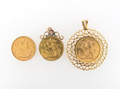 Appraisal: A sovereign pendant Melbourne in a loose ct gold mount