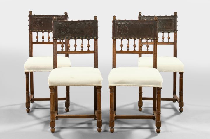 Appraisal: Suite of Four Henri IV-Style Mahogany Sidechairs early th century