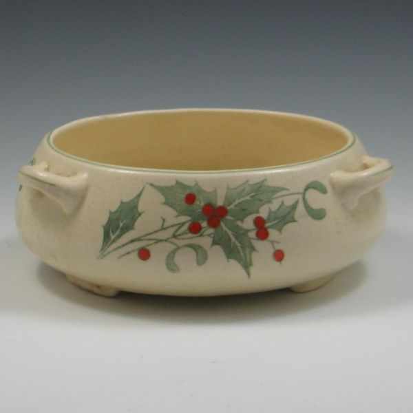 Appraisal: Roseville Creamware Holly Bowl unmarked two fine hairlines on the