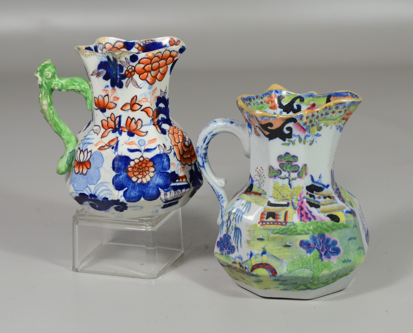 Appraisal: Masons Patent Ironstone China milk pitchers in the Imari palate