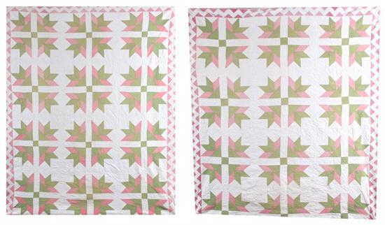 Appraisal: NEAR PAIR PIECED AND APPLIQUED LILY QUILTS th century Each