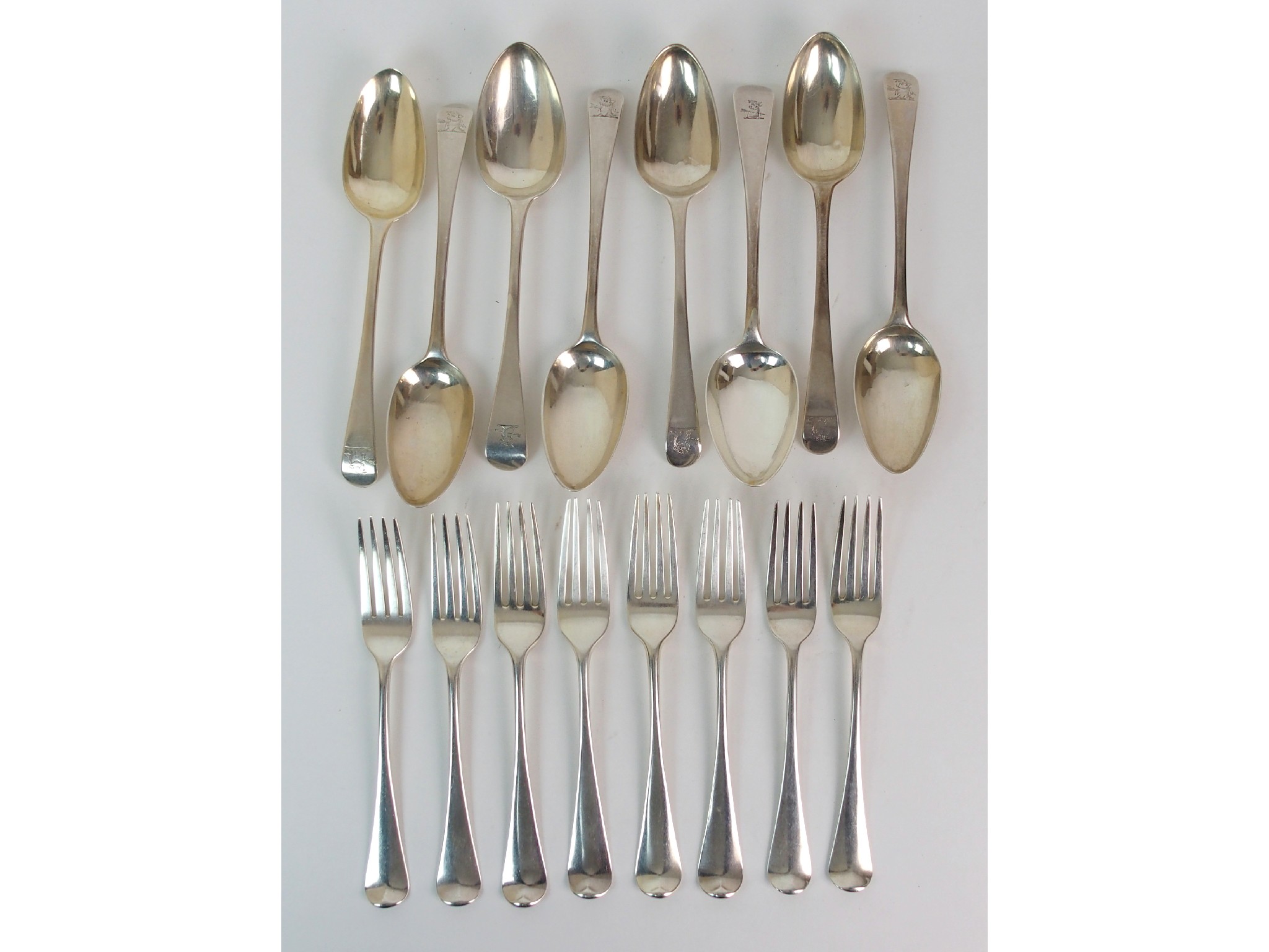 Appraisal: A set of four silver tablespoonsby Richard Crossley London with