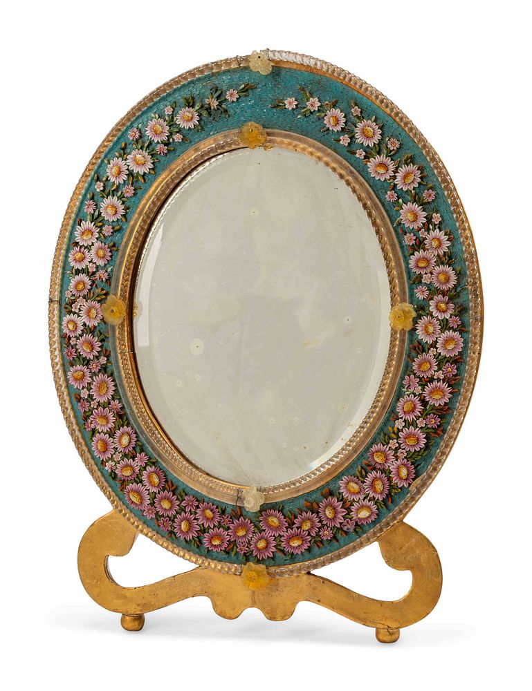 Appraisal: An Italian Micromosaic and Murano Glass Mirror An Italian Micromosaic