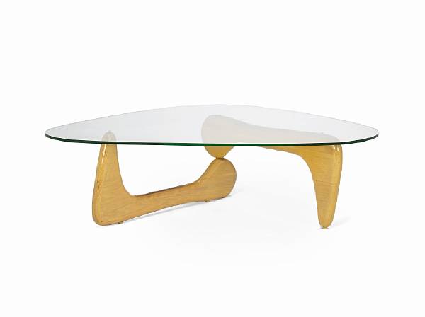 Appraisal: An Isamu Noguchi IN- birch and glass coffee table designed