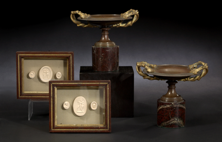 Appraisal: Pair of Shadowboxed Collections of Plaster Intaglios of Antique Gemstones