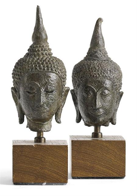 Appraisal: Two similar th century Thai bronze heads of Buddha Ayuthhaya