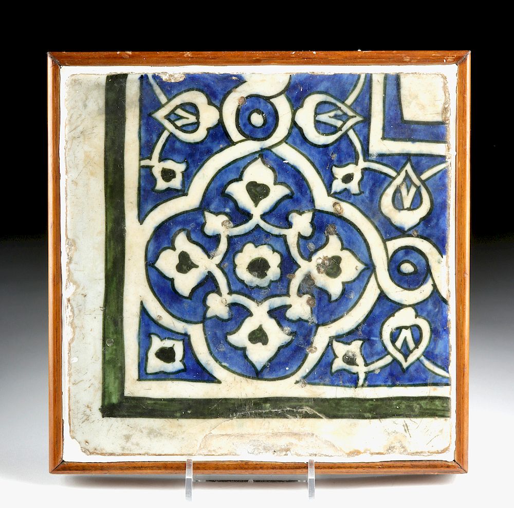 Appraisal: th C Ottoman Empire Glazed Pottery Tile Originally Listed At