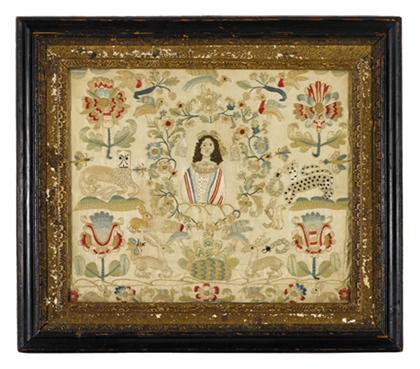 Appraisal: English silk embroidered and raised work picture th th century